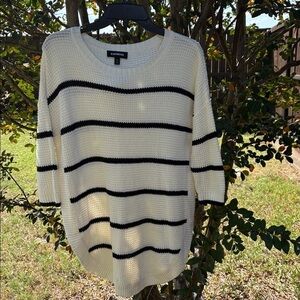 Express Black and White Striped Sweater